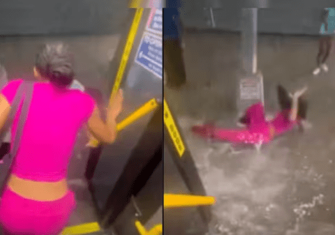 O femeie a fost trântită de viitură în momentul în care a coborât dintr-un autobuz, în New York - VIDEO