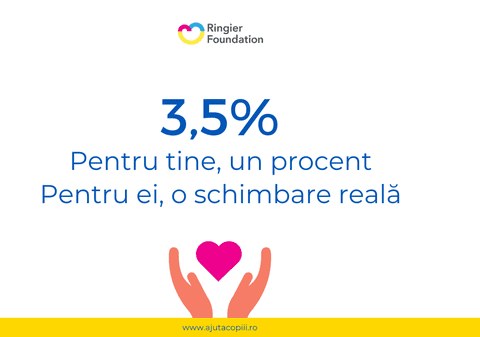 Donează 3,5 la sută din impozit către Fundația Ringier și, astfel, îi ajuți pe micuții bolnavi. De aproape un deceniu și jumătate, împreună cu voi, prietenii noștri, suntem aproape de sute de copii aflați în suferință