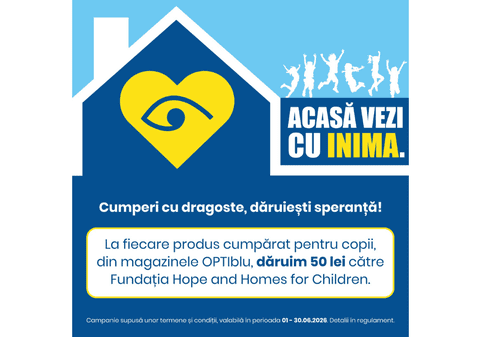 OPTIblu donează 50 de lei către Hope and Homes for Children pentru fiecare pereche de ochelari pentru copii vândută în luna iunie
