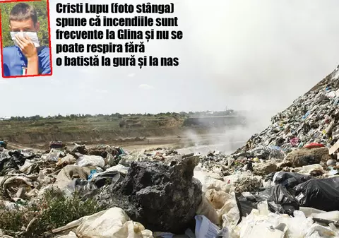 Muntele de gunoi de la Glina a luat foc