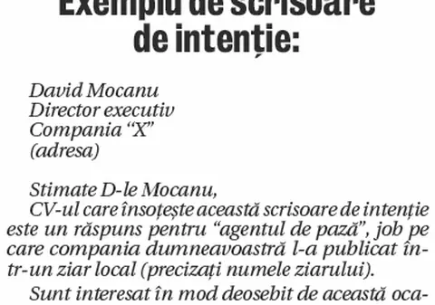 Scrisoarea de intenţie vă diferenţiază de contracandidaţi