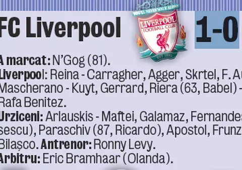 Liverpool - Unirea 1-0 / Acum aţi învăţat să ne scrieţi numele?