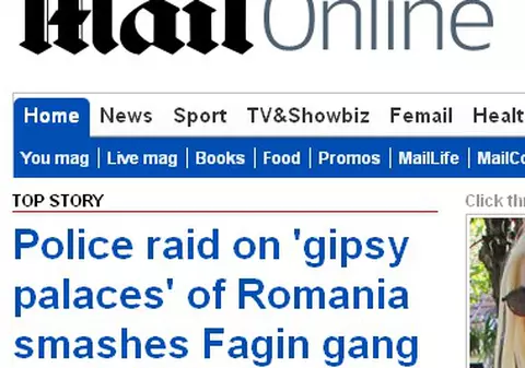Ţiganii români, pe prima pagină a siteului Dailymail.co.uk