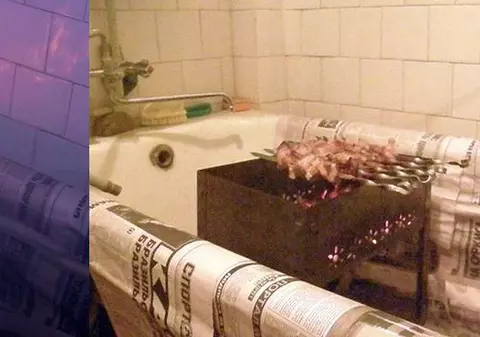 Imaginea zilei / Au pus-o de un grătar în baie