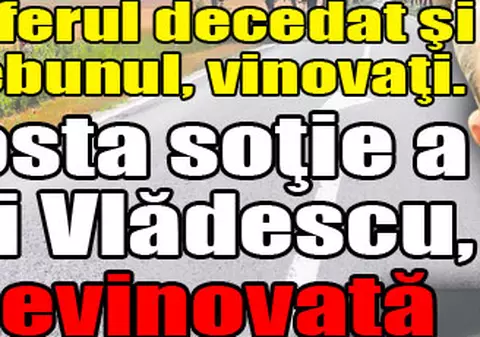 Şoferul decedat şi nebunul, vinovaţi. Fosta soţie a lui Vlădescu, nevinovată
