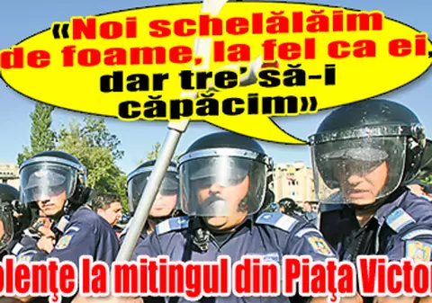 Aşa s-au înfruntat oamenii legii cu manifestanţii - «Staţi că vă cocoşez eu cu cârja mea!»