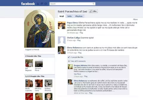 Sfânta Parascheva are cont pe Facebook