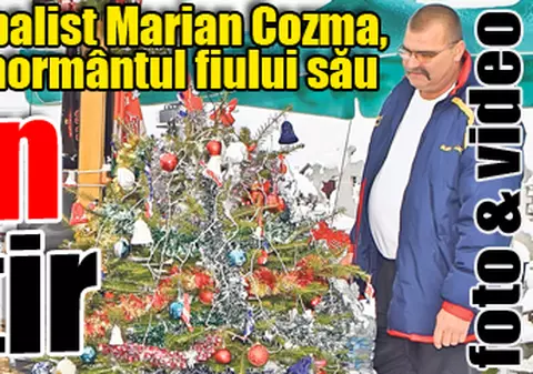 Crăciun în cimitir | Tatăl regretatului handbalist Marian Cozma a împodobit bradul la mormântul fiului său