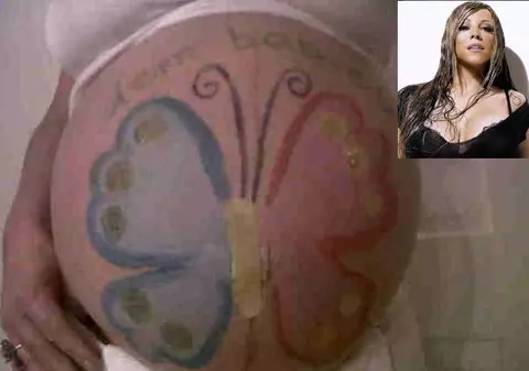Mariah Carey și-a pictat burtica de gravidă 