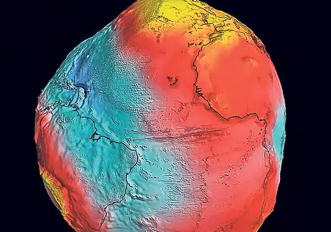 Savanții au analizat o poză cu câmpul gravitațional al Terrei și s-au amuzat copios pe seama formei ciudate a planetei noastre