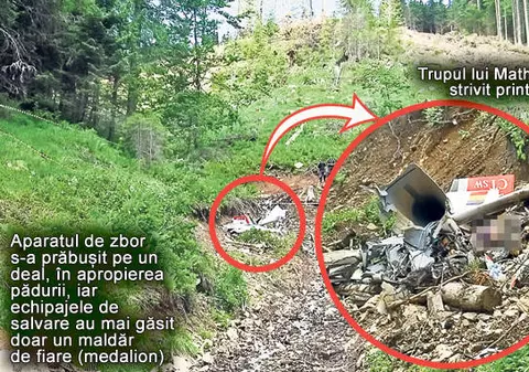 Pilotul avionului prăbuşit în Hunedoara era în viaţă în momentul impactului