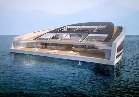  Yacht de lux cu alee pentru promenadă, lift interior şi heliport