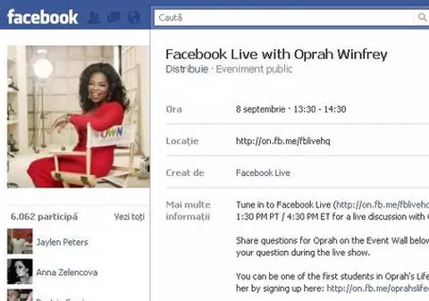 Atenţie,  utilizatori de Facebook! Oprah va da un interviu live pe reţeaua de socializare!