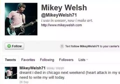 Incredibil! Fostul basist al trupei Weezer și-a prezis data și locul morții