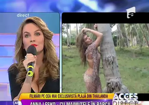 Anna Lesko, la filmare cu maimuţele!