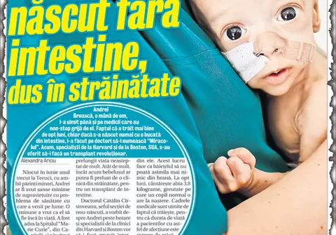 Mama lui Andrei, băieţelul născut fără intestine: "Am putut să îl ţin în braţe pentru prima dată"