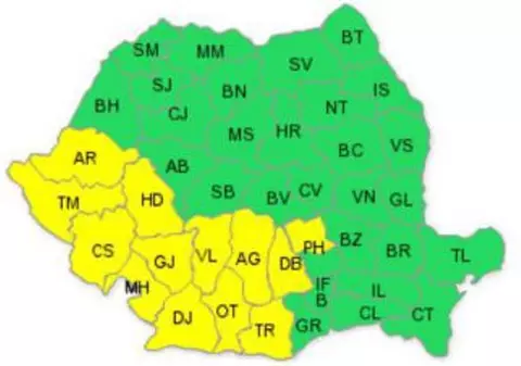 Cod galben de vijelii. Vezi ce zone vor fi lovite de ploi şi furtuni!