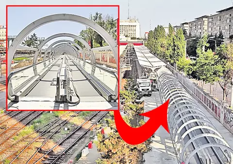 Iată trotuarul rulant de pe pasajul Basarab care îţi cară bagajele