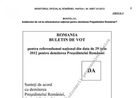 Uite unde VEI PUNE ŞTAMPILA PE 29 IULIE!  Sunteţi de acord cu demiterea preşedintelui? 