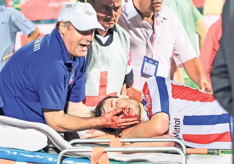 Șoc și groază la Galați! Cristi Sîrghi, mijlocașul Oțelului, s-a accidentat grav la cap în finalul meciului Oțelul - CFR Cluj