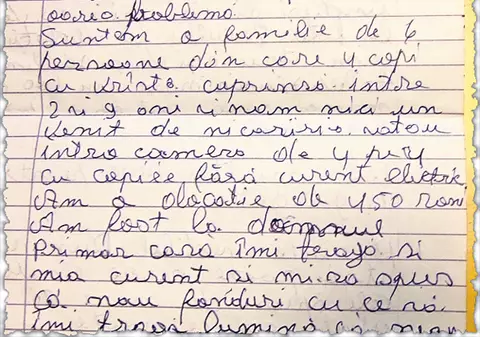 «Nu avem curent electric în cămăruţa în care locuim»