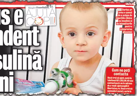 Darius încă aşteaptă aparatul special | Băieţelul cu diabet are nevoie de un dispozitiv ce costă 3.000 €