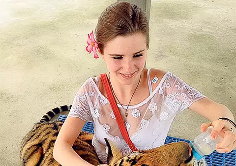 Criss şi Vlad s-au jucat cu tigruţii în Thailanda: «Pisicuţelor, hai să vă dăm lăptic»