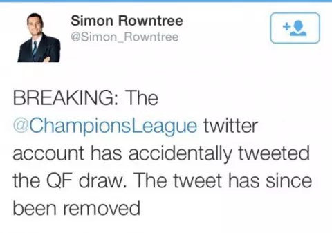 Ce gafă! UEFA a publicat pe Twitter partidele din sferturile de finală ale Ligii Campionilor