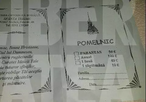 Cât scoți din buzunar pentru un pomelnic, la o biserică ortodoxă română din Germania
