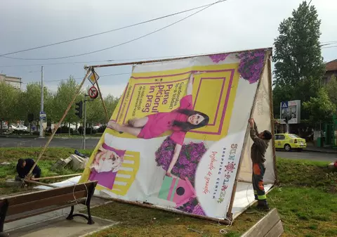 Curățenie de primăvară în Sectorul 3. Vezi ce s-a ales de reclamele puse pe spațiul verde 