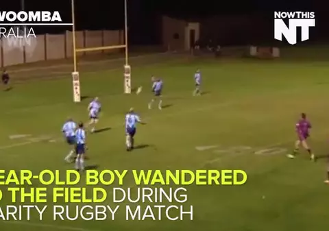 Fază memorabilă la un meci caritabil de rugby: eseu marcat de un puști de 4 ani!