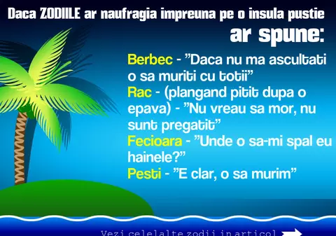 CE ÎȘI SPUN ZODIILE DACĂ NAUFRAGIAZĂ TOATE PE O INSULĂ PUSTIE
