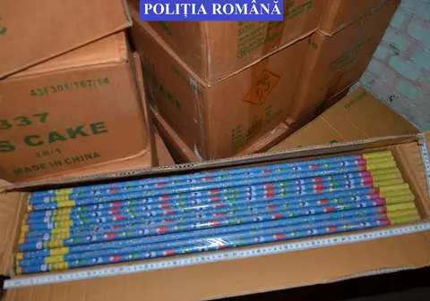 Captură împresionantă a polițiștilor ilfoveni! Peste 70 de tone de artificii, în valoare de 400.000 de euro, au fost confiscate de oamenii legii