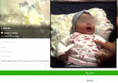 Glumă proastă sau apel disperat: ”Vând o fetiță, are 4 luni”