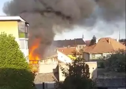Incendiu de proporții la o tâmplărie din Arad! Flăcări de peste 20 de metri! VIDEO