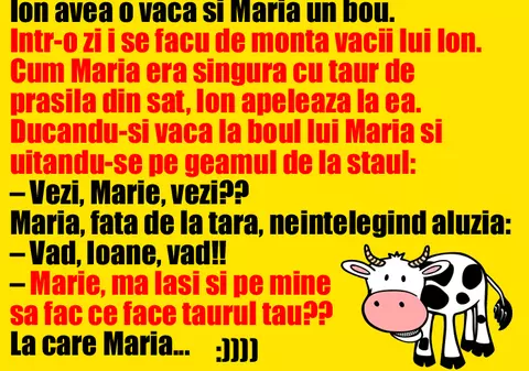 BANC: Ion, Maria și... o vacă