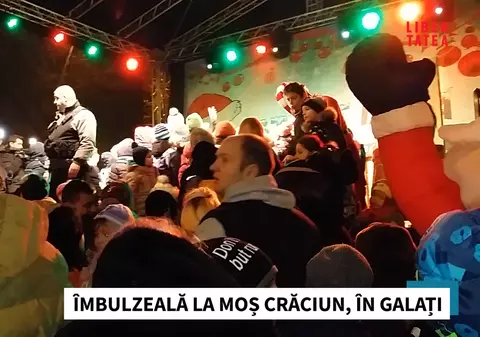 Aglomerație la Galați pentru primirea lui Moș Crăciun. Sute de copii s-au îmbulzit ca să-l vadă