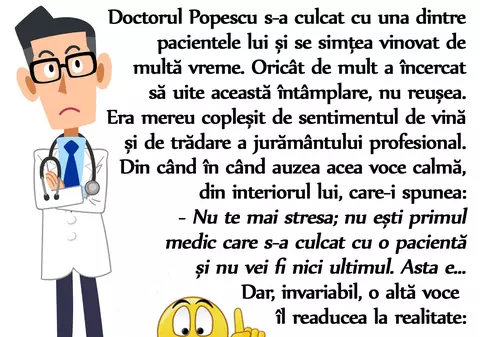 Bancul de seară: Doctorul Popescu s-a culcat o pacientă