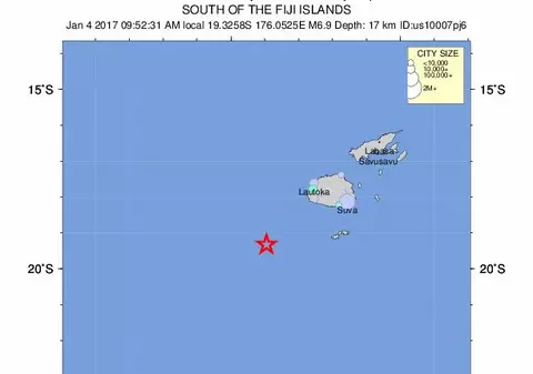 Cutremur cu magnitudinea de 6,9 grade pe scara Richter,  în insulele Fiji. Oamenii au ieșit pe străzi de frică