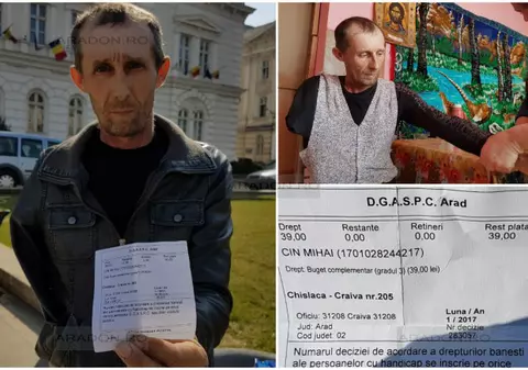 Un bărbat din Arad are o pensie de 39 de lei. Are un braț amputat și e tatăl a trei copii pe care-i crește din alocații