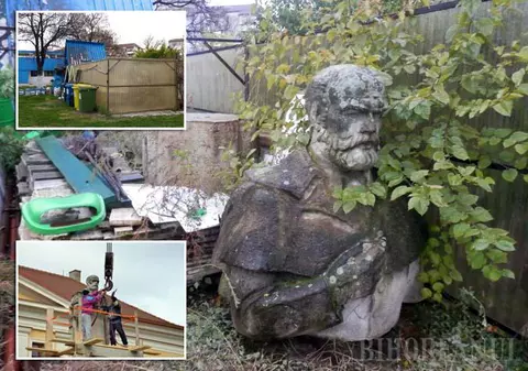 Statuia lui Emanuil Gojdu din Oradea, plină de buruieni. Din centrul orașului, marele filantrop a fost „mutat” la ștrand