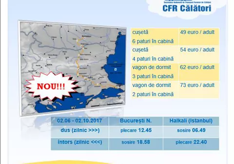 CFR Călători introduce curse spre Istanbul, Sofia și Salonic