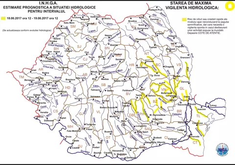 Cod galben de inundații în Transilvania, Moldova și Dobrogea. Ce județe ar putea fi măturate de șuvoaie