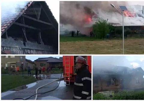 O casă din Arad a fost lovită de fulger. A ars ca o torţă şi s-a făcut scrum