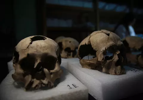 GALERIE FOTO| Descoperire arheologică extraordinară în Ciudad de Mexico: Un turn din peste 650 de cranii umane