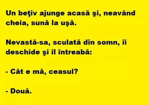 Bancul de duminică: Vine soţul acasă beat