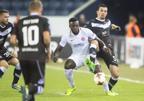 Harlem Gnohere, cel mai bun jucător al etapei din Liga Europa. Atacantul de la FCSB a dat două goluri cu Hapoel Beer Sheva