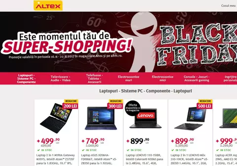 Reducerile Altex de Black Friday 2017. Cel mai așteptatat eveniment de shopping al anului a început deja. Care sunt cele mai mari reduceri