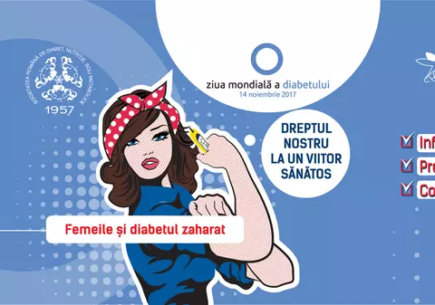 (P) 14 noiembrie 2017, Ziua Mondiala a Diabetului. Societatea Romana de Diabet, Nutritie si Boli Metabolice initiaza campania de informare “Femeile si diabetul zaharat”