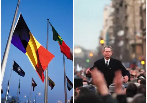 Steagul României de la Cartierul General NATO, coborât în bernă. Gest în memoria Regelui Mihai